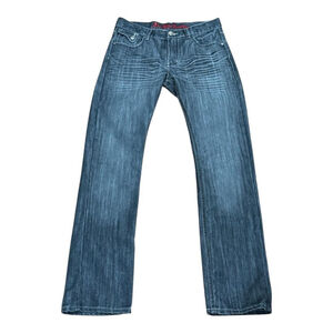 For Him London Jeans Mens 32x33 Blue Straight Leg Distressed Denim Casual Pants